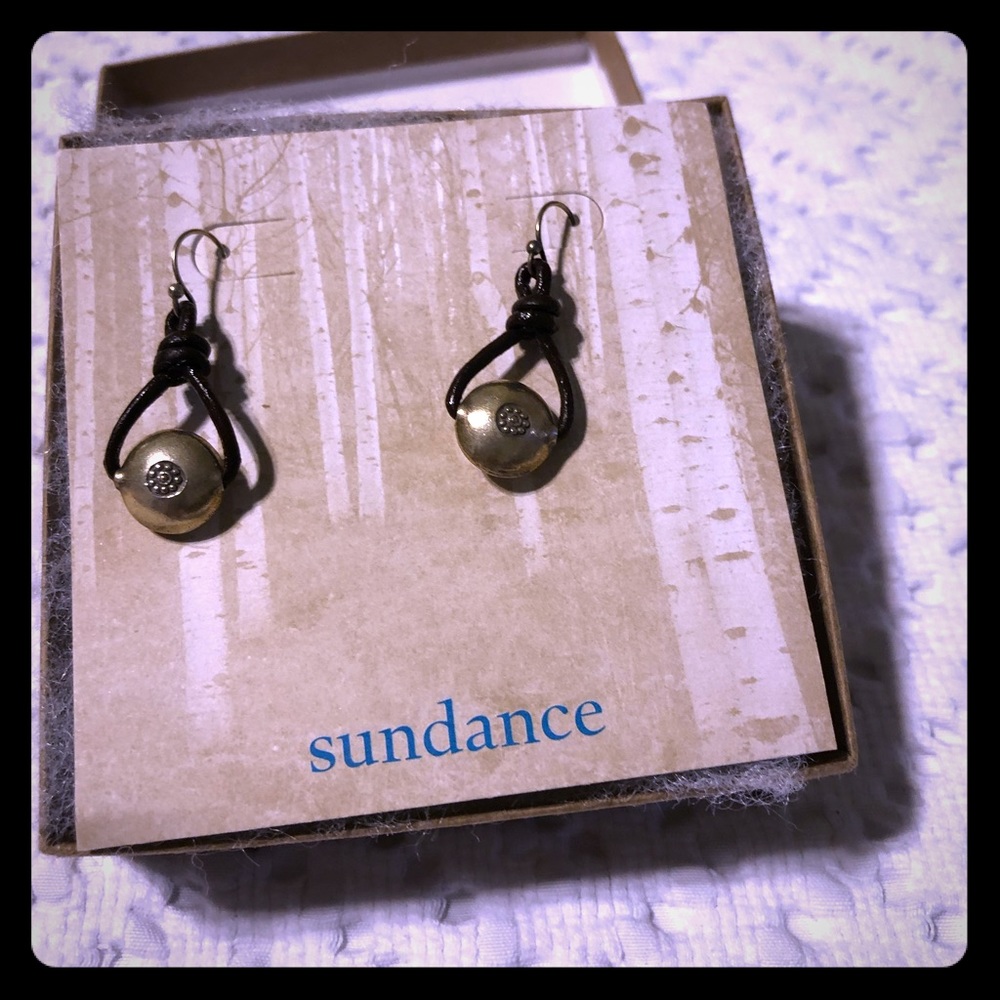 Sundance leather and sterling earrings